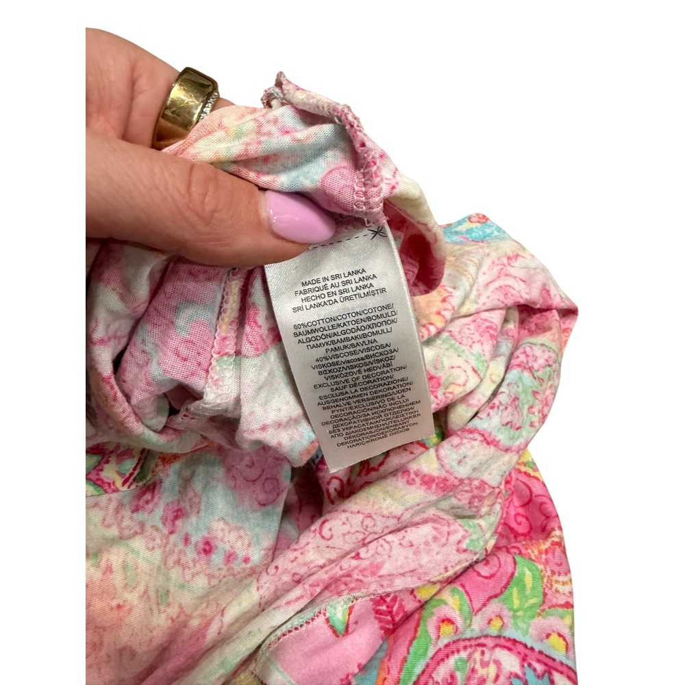 Lauren Ralph Lauren Womens XL Pajama Set Pink Paisley Cotton Blend 2pc PJ Set - Picture 4 of 7